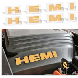 Engine Cover HEMI Lettering Overlay Decals (Set of 2) - Challenger 5.7 Liter - (Color: Reflective Gold)