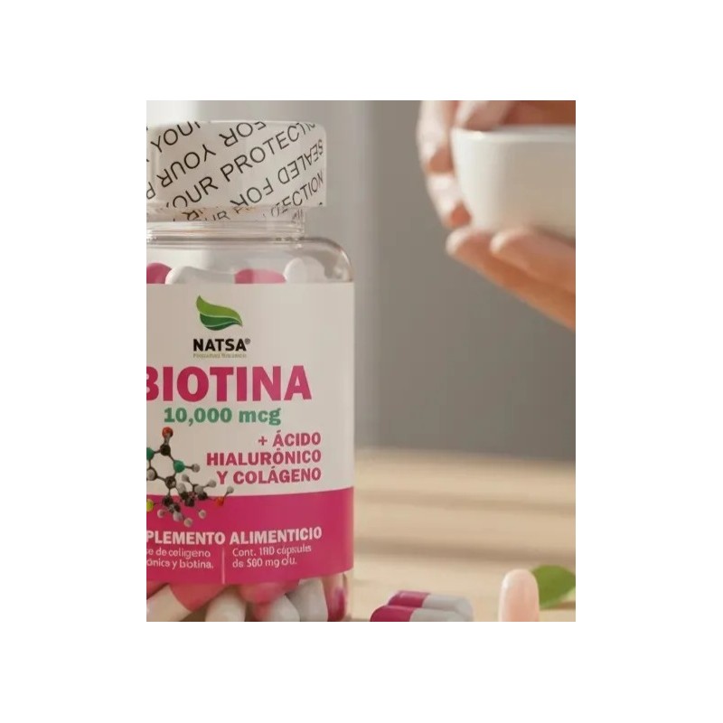 Biotina 10,000 Mcg Con Ácido Hialurónico Y Colágeno 100 Caps,