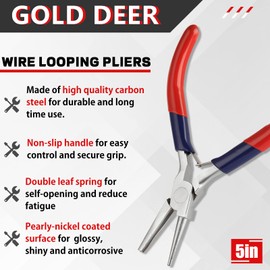 GOLD DEER Jewelry Pliers, 5.5 Inch, Gold, Limited Warranty, Ideal for Bending Wire & Making Loops