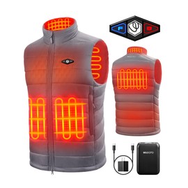 Heated Vest for Men with 7.4V 16000mAh Battery Pack Charger Lightweight Mens Heated Vest for Work Golf Hunting(Grey,XL)
