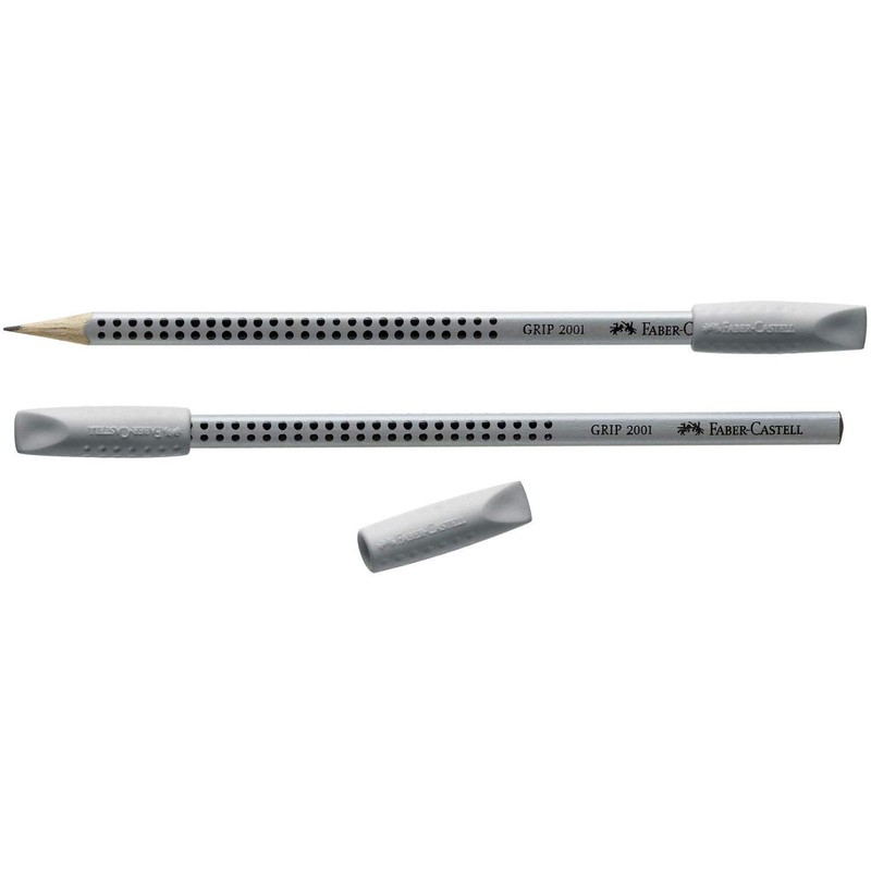 Faber-Castell Grip Eraser Caps, Grey, Pack of 2