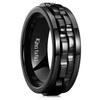 King Will Mens Boys Black Gear Spinner Rings Stainless Steel