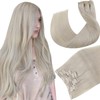 Hetto Blonde Clip-In Real Hair Extensions, Remy Hair Extensions, Platinum
