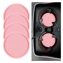4PCS Car Cup Holder Coaster, 2.7 Inch Honeycomb Non-Slip Car Coaster, Auto Embedded in Ornaments Coaster, Universal Cup Holder Insert Mat for Most Car Interior Accessories (Pink)