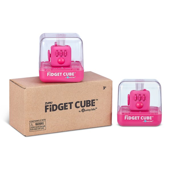 Fidget Original Cube Pink, Stress Relief Toy, Sensory Toy, Pink (2 Pack)