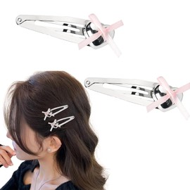 Snap Hair Clip Barrettes for Women Girls Metal Bb Barrettes Bowknot Bow Hair Clip for Girls Hair Barrettes for Women Fine Hair Heart Hair Clips Pink Hair Bow Accessories for Women BB Hair Clip
