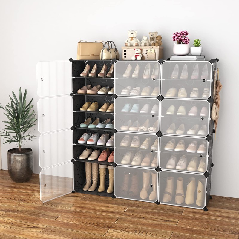 WEXCISE Portable Shoe Rack Organizer with Door, 48 Pairs Shoe