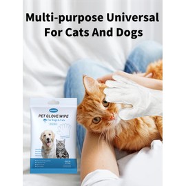 CKANDCK Pet Wipes for Dogs & Cats, Nourish Fur Glove Wipes for Daily Care and Traveling,Extra Thick Cleaning Deodorizing Grooming Gloves,Rinse Free, Unscented