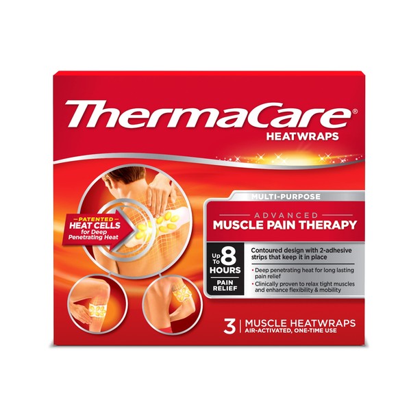 ThermaCare Portable Heating Pad, Joint and Muscle Pain Relief Patches, Multi-Purpose Heat Wraps, 3 Count