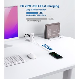 Pop up Outlet for Countertop,2.5-inch Hole Desktop Power Grommet,Recessed Power Strip,20W USB C Fast Charging,4 Outlets 4 USB Ports,15Amp Tamper Resistant Receptacle,White