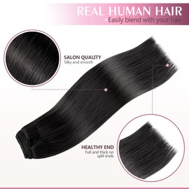 Fimislosion Real Hair Extensions Clip in Human Hair, Seamless Clip in Hair Extensions Real Human Hair, 20 Inch Clip ins extensions for women, Natural Black 120G 7Pcs