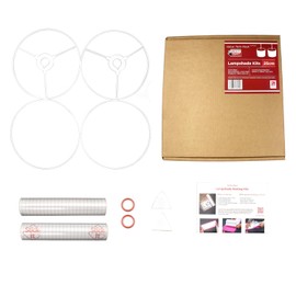 Drum Lampshade Making Kit Twin Pack - Use with Pendant Ceiling Lights, Table and Floor Lamps, Drum Circle Shape Needcraft UK DIY use with Fabric, Textile, Wallpaper of Choice. (White, 25cm)