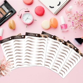 Brown Eyebrow Tattoo 66 Pairs, Hair-Like Popular Fake Eyebrows Waterproof Lasting 4D Realistic Makeup Tattoo Arch Style, Eyebrow Transfer Stickers for Women Girls