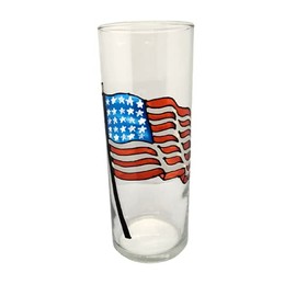 American Flag Hand Painted 9 Inch Cylinder USA Glass Vase
