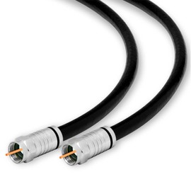 Conext Link RG6 Quad Shield Coaxial Cable F Connector 18 AWG 3GHZ 75 Ohm Sat TV (18FT, Black) （33006）