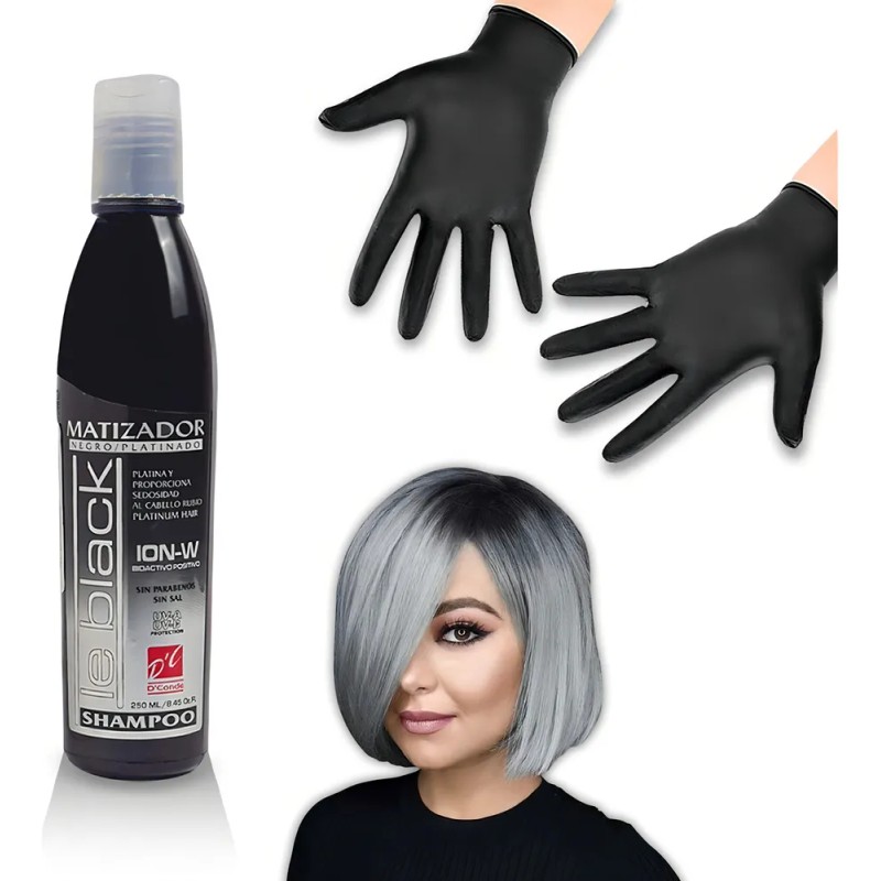 Shampoo Matizador Le Black Negro - Cabello Gris Plata +