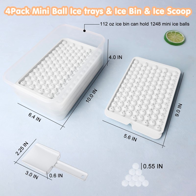WIBIMEN Mini Ice Cube Trays, Upgraded Small Ice Cube Trays