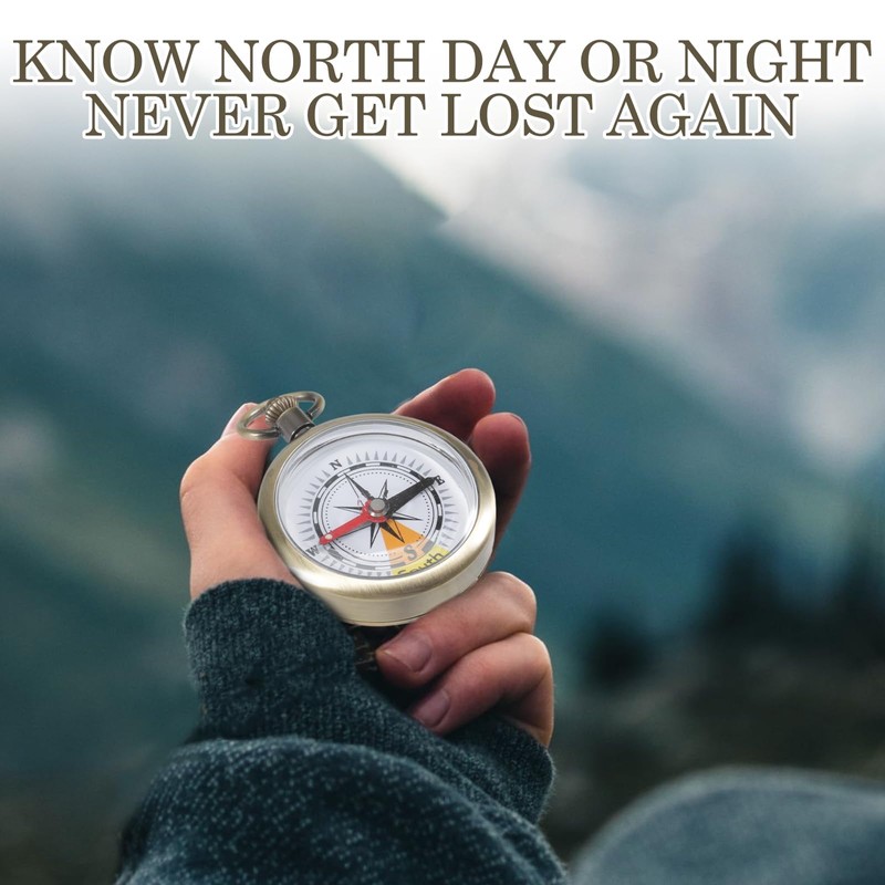 Navigation Compass,Hiking Compass,Brass Compass,Shockproof Waterproof Brass Hollow Camping Survival Tools