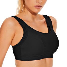 Wingslove Sostén deportivo para mujer, de alto impacto, ajustable, sin varillas, talla grande, brasier deportivo, figura completa, busto grande, para entrenamiento, correr, Negro, 36DD