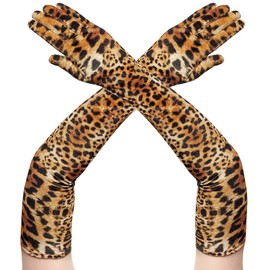 UTOWO Womens Long-Leopard-Gloves Opera Party Dinner Wedding Gloves Adult Size Elbow Length Satin Gloves
