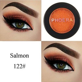 PHOERA Super Vibrant Ultra-Metallic Eyeshadow Long Lasting Waterproof Shimmer High Pigment Glitter Eye Shadow Palette Cosmetic Makeup AQUAPURITY - (122 SALMON)