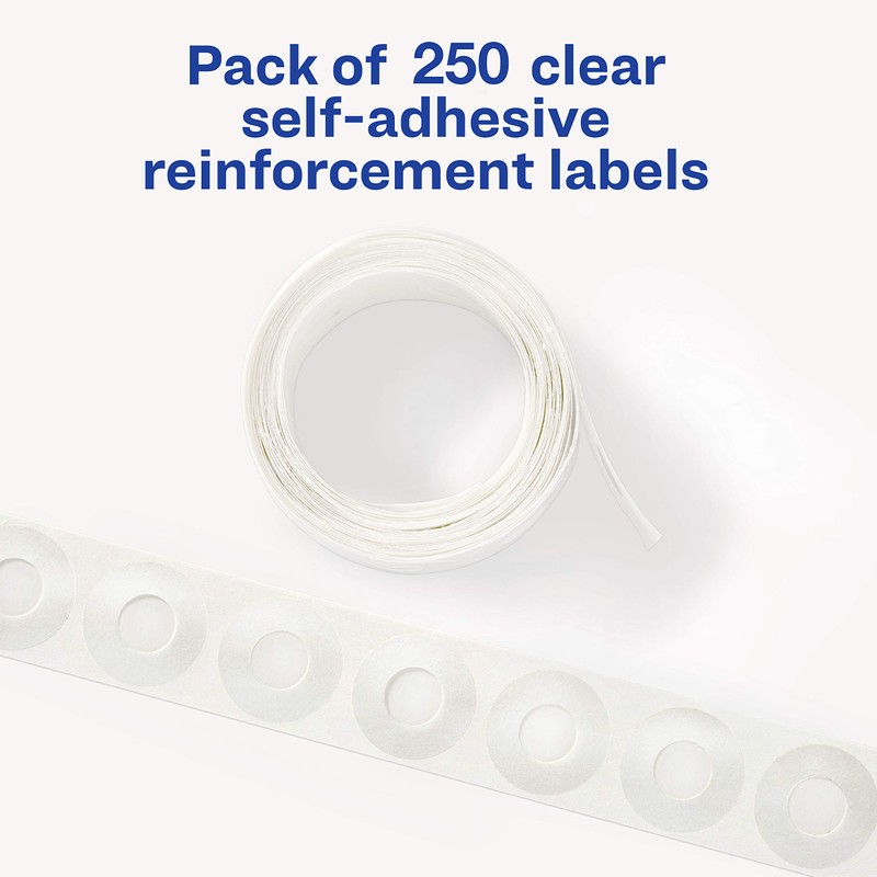 Avery Hole Reinforcements Dispenser, Clear, 250/Pack (2352)