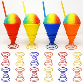 Fiwochic 12 Pcs Ice Cream Cone Holders Bulk Reusable Snow Cone Cup Holders Multicolored Metal Spiral for Holding Smoothies Drinks Snacks for Kitchen Birthday Summer Holiday Picnic Party Supplies