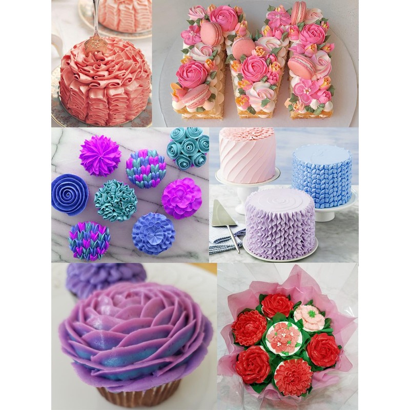 Petal Piping Tips Set with Coupler,101s,101,102,103,104 Rose Icing Flower Tip