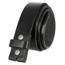 BS040 One Piece Genuine Full Grain Leather 1-1/2" wide Replacement Belt Strap with Snaps on for Women (Black, 32)