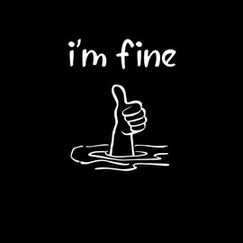 I'm Fine Thumbs Up Puddle Funny NOK Decal Vinyl Sticker |Cars Trucks Vans Walls Laptop| White |5.7 x 4.7 in|NOK2254