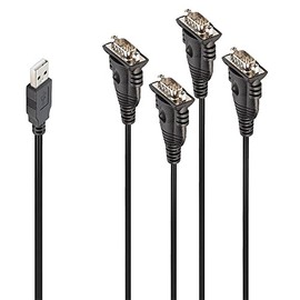 Lindy USB to 4-Port Serial Converter – RS232 9-Way Adapter with Flexible Cabled Design – Compatible with Windows & Linux – USB Bus-Powered – Ideal for Barcode Scanners, Industrial & Retail Devices