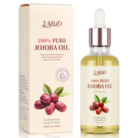 LABJD Organic Jojoba Oil 1.69 oz, 100% Natural Jojoba Oil for Hair, Skin, Face and Nails | Cold Pressed Unrefined, Glass Bottle, Hexane Free, Deep Moisturizing Body Oil
