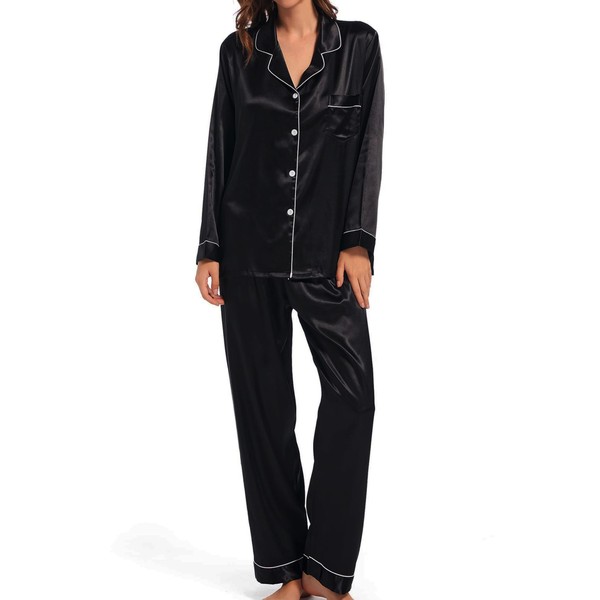 Xuepelit Silk Pyjamas for Women Satin Pjs Set Womens Button