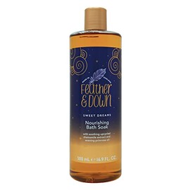 Feather & Down Nourishing Bath Soak (500ml) - with Soothing Upcycled Chamomile Extract & Evening Primrose Oil. Nourish Your Body & Calm Your Mind. Cruelty Free. Vegan Friendly.