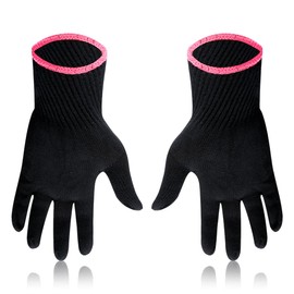 Lotsdonxia Heat Resistant Hair Styling Glove - Protects Hands from Curling Irons & Flat Irons - Black with Pink Edg