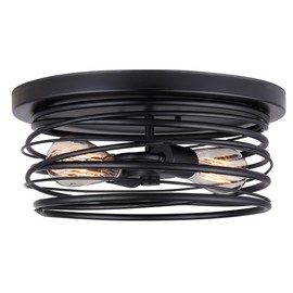 CANARM IFM411B14BK LTD Ryland 2 Light Flush Mount Black with Metal Shade