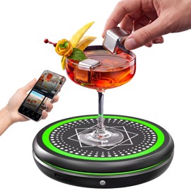 Smart Cocktail Coaster Maker, LED Pour Guidance APP Wireless Bartender 2200+ Recipes Gift for Him, with 1000mAh Battery, Portable Bar Tool for Camping Party Home Bar, for Men Dads Husbands