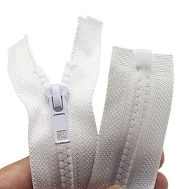 YaHoGa - 2 cremalleras separadoras de 23 pulgadas #5 para coser abrigos, chamarra con cierre, cremalleras de plástico moldeado blanco a granel (23 pulgadas blanco)
