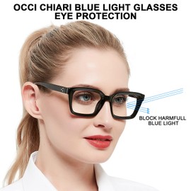 OCCI CHIARI Retro Bifocal Cheaters Reading Glasses - Full-Rimmed Classic Square Large Frame Crystal Clear - 2.5x
