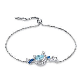 JewelryPalace Moon Star Teardrop Cut Real Blue Topaz Created Sapphire Bracelet Women's Silver 925, Blue Topaz Bangle Jewellery Set for Women, Bracelets Girls Bangles with Stone, Gift for Girlfriend,