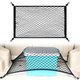 Kofferraumnetz Gepäcknetz Auto,Kofferraumnetz Auto,Kofferraum Netz,Kofferraum Gepäcknetz,80 x 60 cm Erstreckt Sich auf 160 x 120 cm,mit 4 ABS Haken für die Meisten Autos