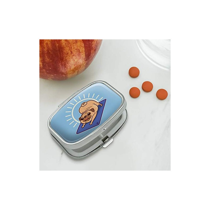 Downward Facing Dog Pug Doing Yoga Rectangle Pill Case Trinket