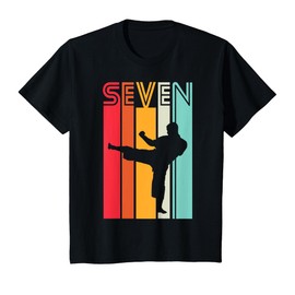 Kids 7th Birthday Gift Karate Retro Taekwondo Martial Arts Boys T-Shirt