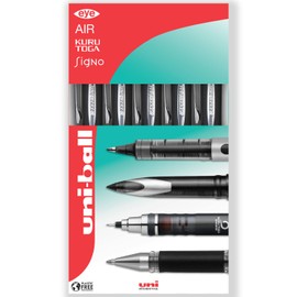 uni-ball Jetstream Retractable Rollerball Pens - SXN-210 RT - 1.0mm Nib - In Gift Box (Pack of 6, Black)