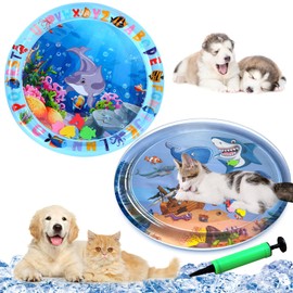 YumSur 2 Pack Water Sensory Play Mat for Cat, Upgraded Thickened Dog Water Play Mat with PVC Scratch, Anti-Scratch Design Pet Water Mat for Bored Indoor Cats, Cat Interactive Toys with Inflator