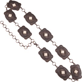 Rustic Couture's Turquoise Vintage Western Concho Belt for Women Cowgirl Adjustable Metal Boho Chain Belt for Dresses Jeans Country Concert Outfit RCB-1039WT