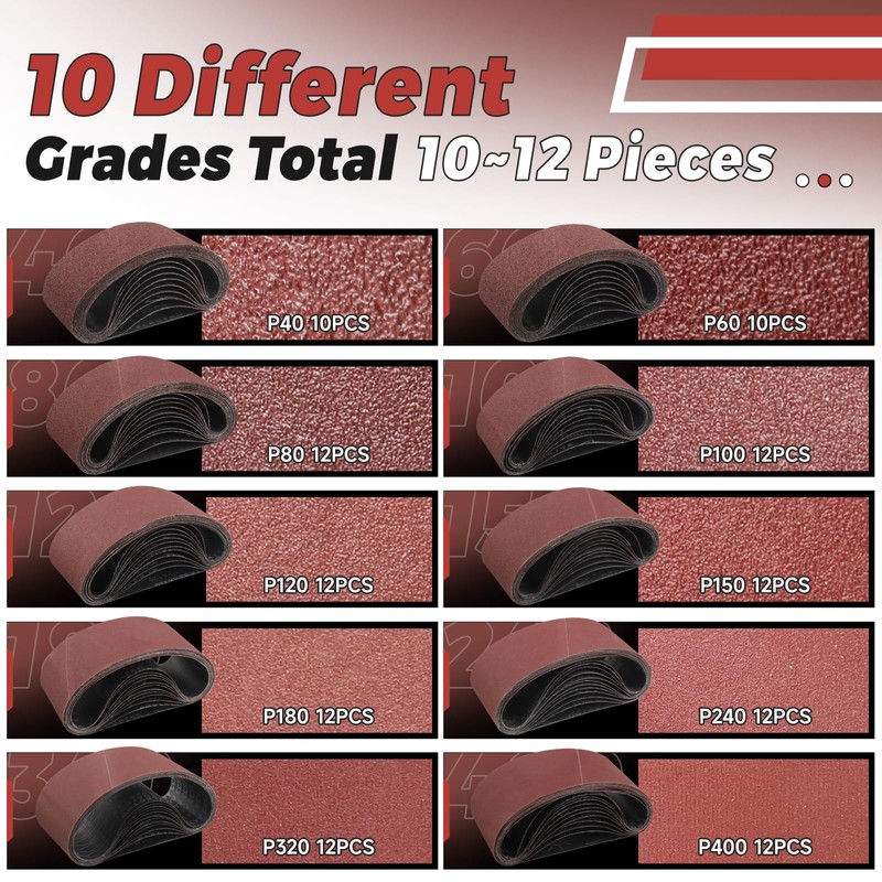 STEBRUAM Sanding Belt 100 x 560 mm,12PCS 150 Grit