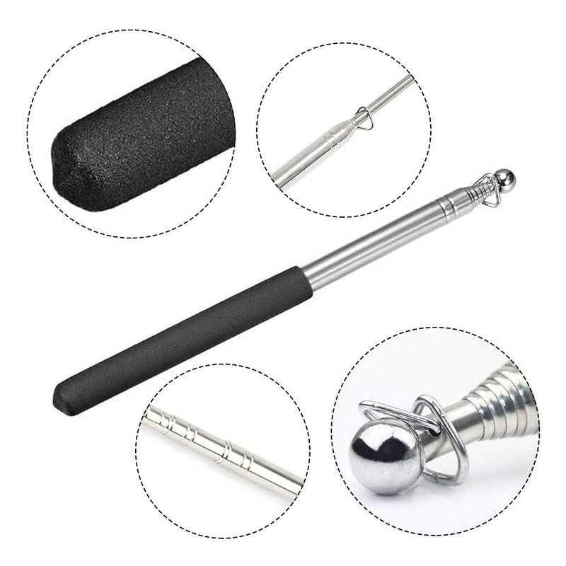 Telescopic Flag Pole, Handheld Flagpole, Portable Extendable, 2 Pieces Handheld