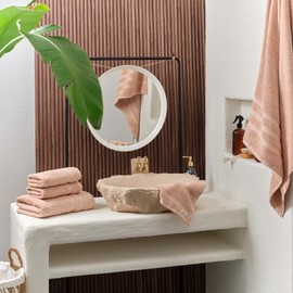 SOFE H&L | Olea Luxury Turkish Cotton Bath Towels Set of 3 : 1 Bath Towel, 1 Hand Towel, 1 Wash Cloths, Blush | Thick, Premium, Soft, Durable, Absorbent - Hotel Quality Towel Sets for Bathroom