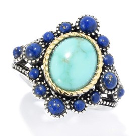 Pinctore 925 Sterling Silver Campitos Turquoise,Lapis Lazulli Ring